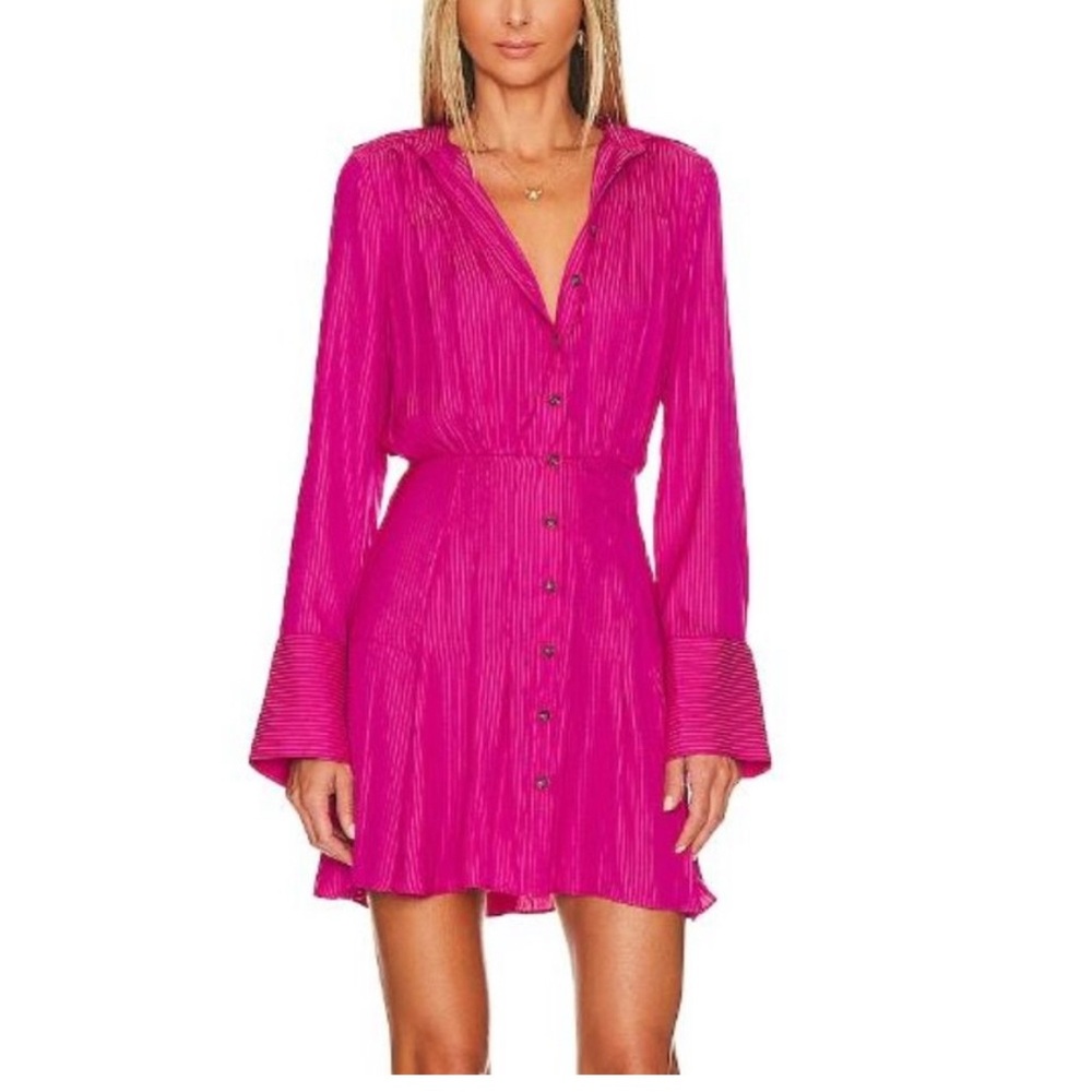 Free People Pink Everly Shirt Dress